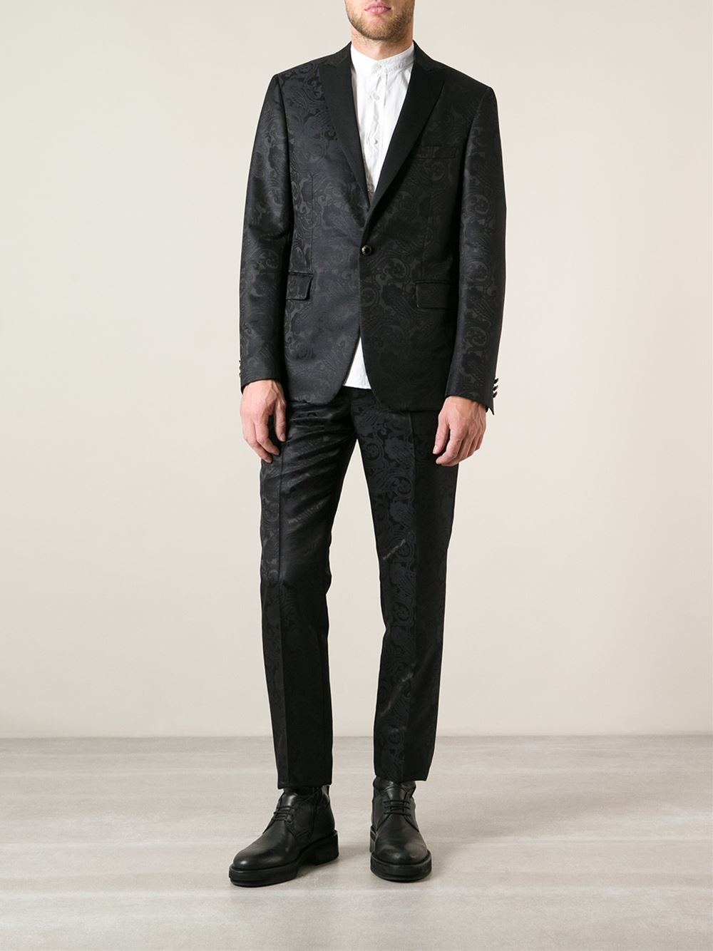 baroque black chiffon suit