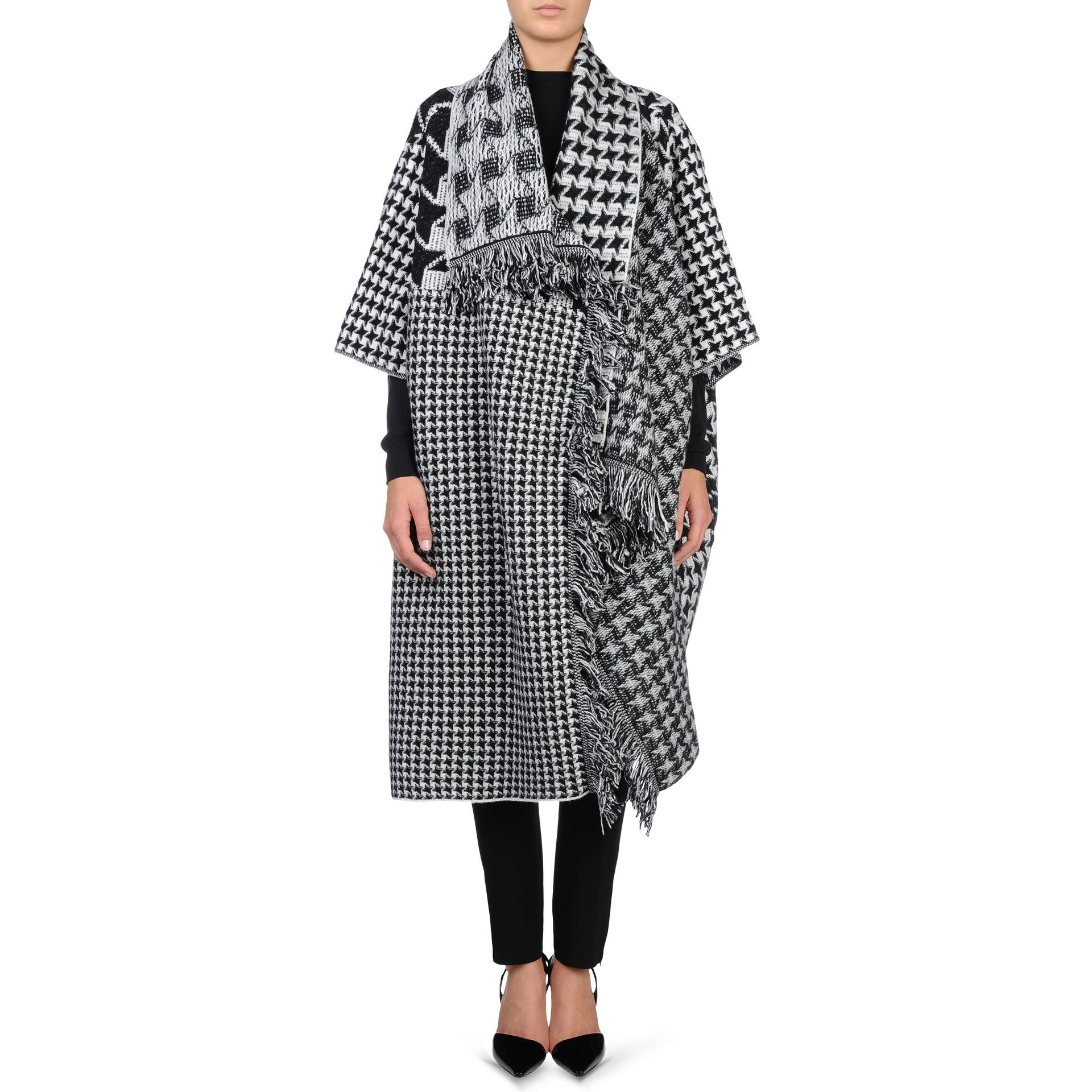 Stella mccartney Dogtooth Blanket Cape in Black (MULTICOLOUR) Lyst