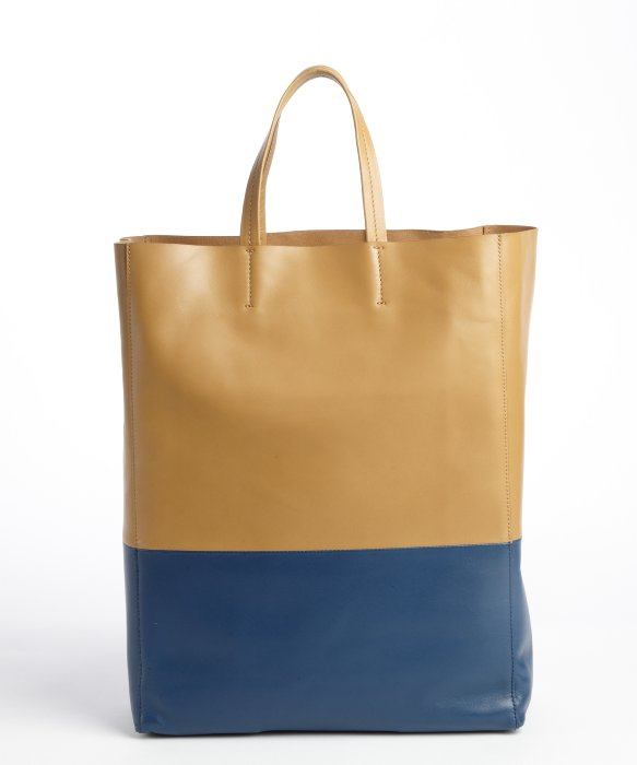 celine luggage mini bag - Cline Camel Lambskin Twotone Tote Bag in Blue (camel) | Lyst