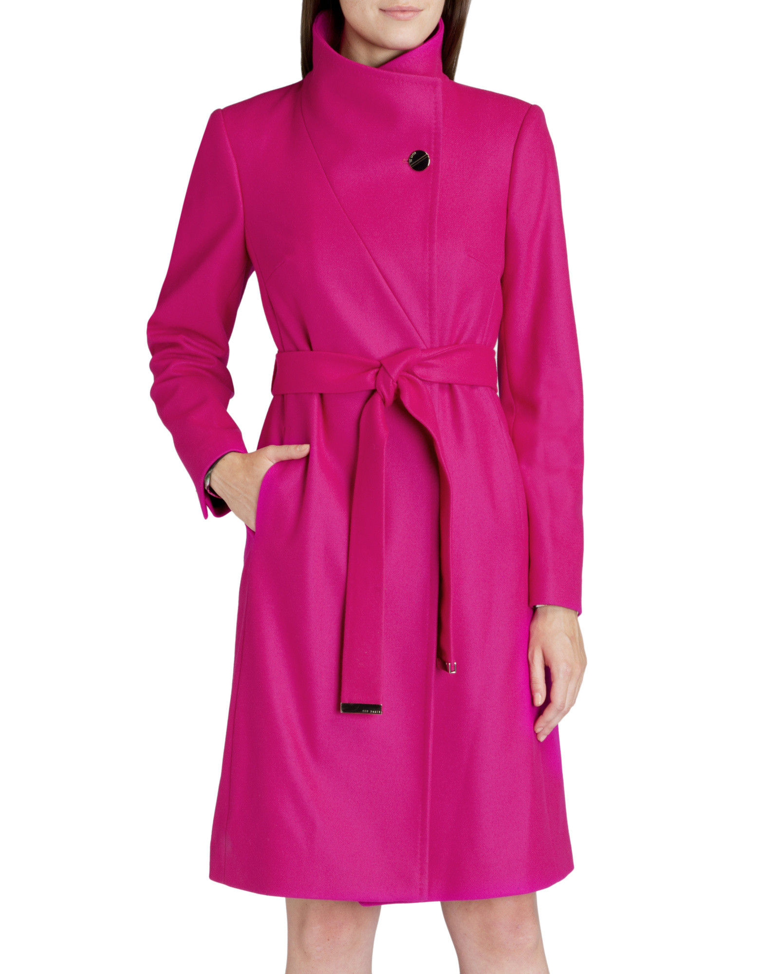 Ted baker Belted Wrap Coat in Pink | Lyst