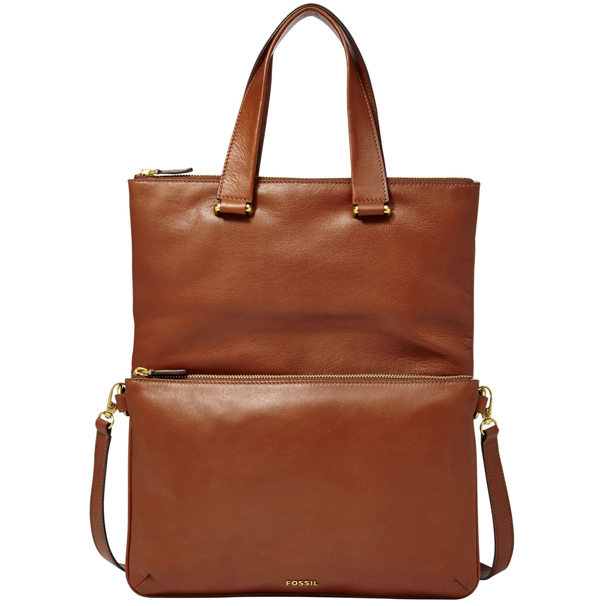 Fossil Memoir Leather Foldover Tote in Brown | Lyst