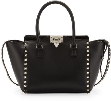 Valentino Rockstud Shopper Tote Bag in Black | Lyst