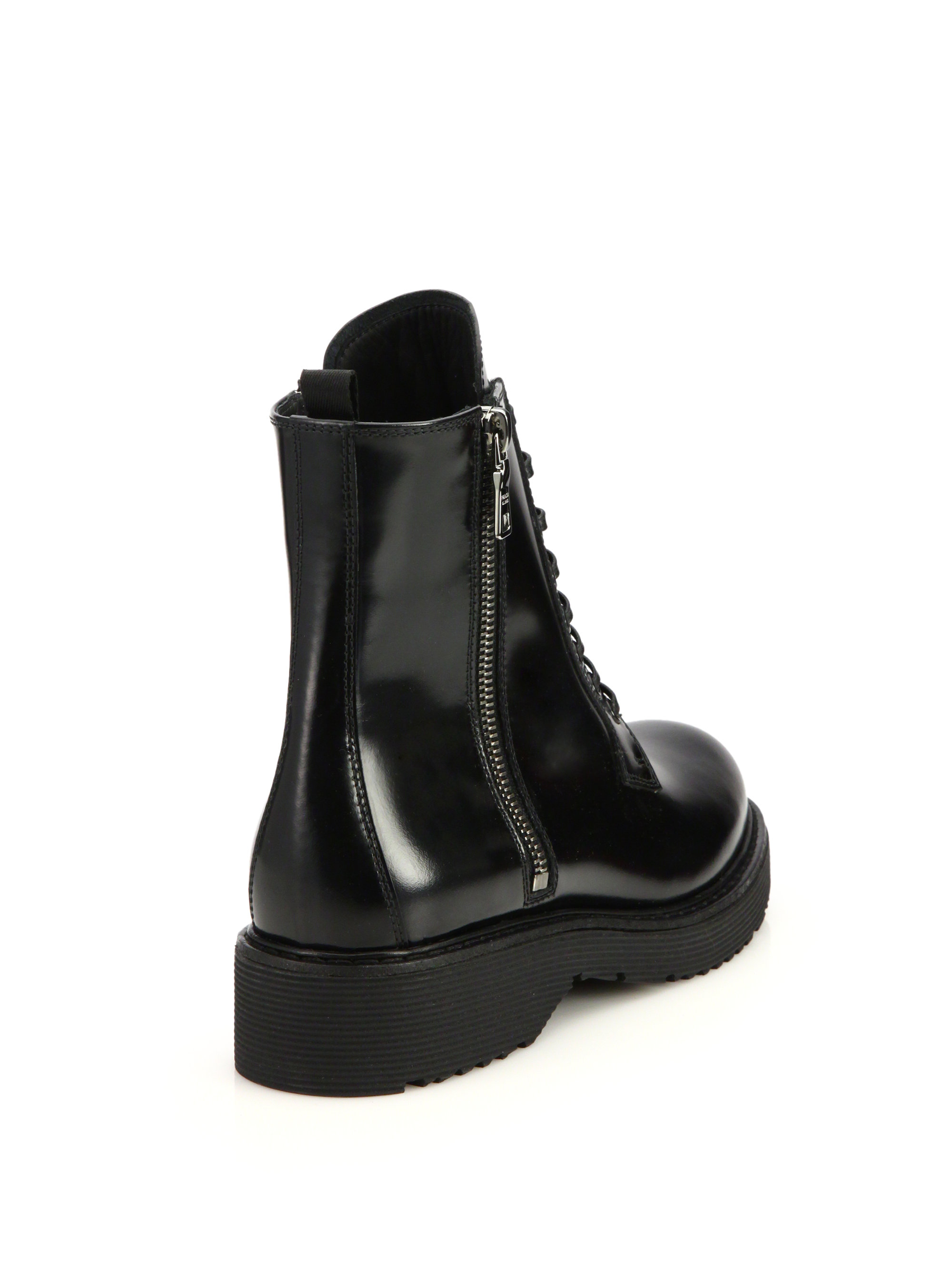 prada black chunky sole combat boots