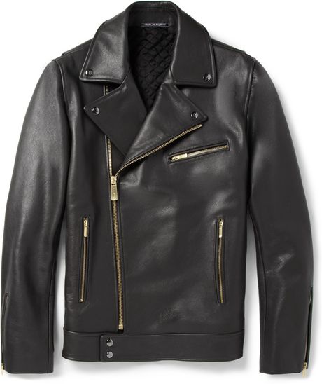 Richard James Fullgrain Leather Biker Jacket in Black for Men | Lyst