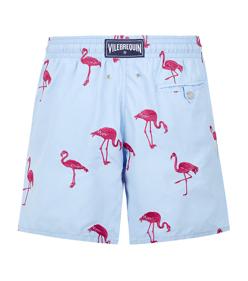 Vilebrequin Flamingo Embroidered Swim Shorts in Blue for Men - Lyst