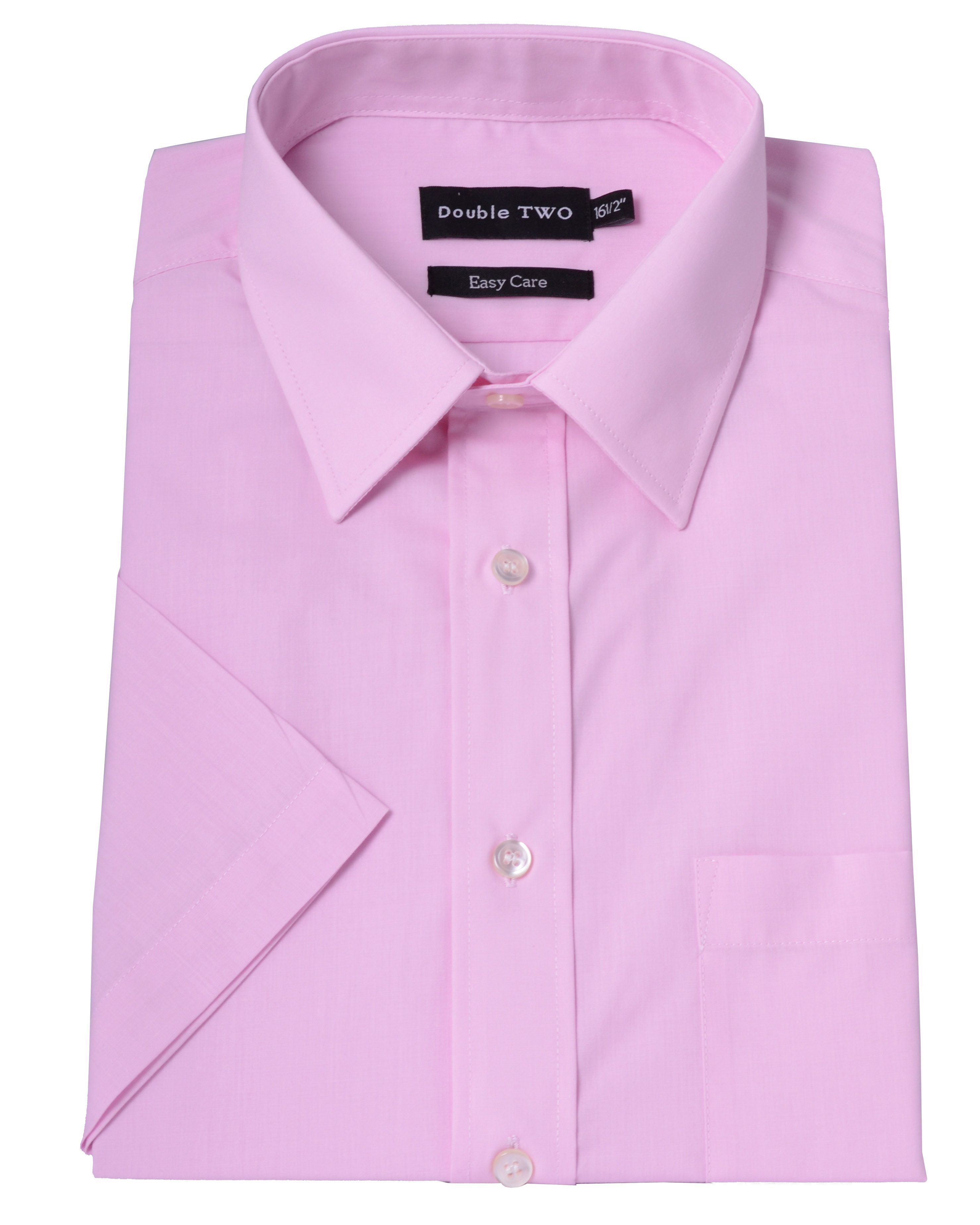 Double two Plain Classic Fit Short Sleeve Formal Shirt in Pink for Men ...