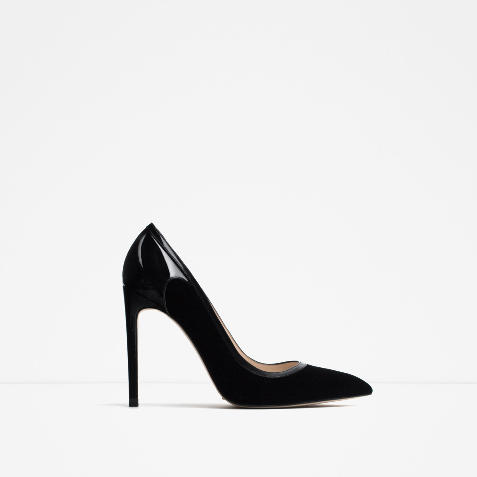 Zara Velvet High Heel Shoes in Black | Lyst