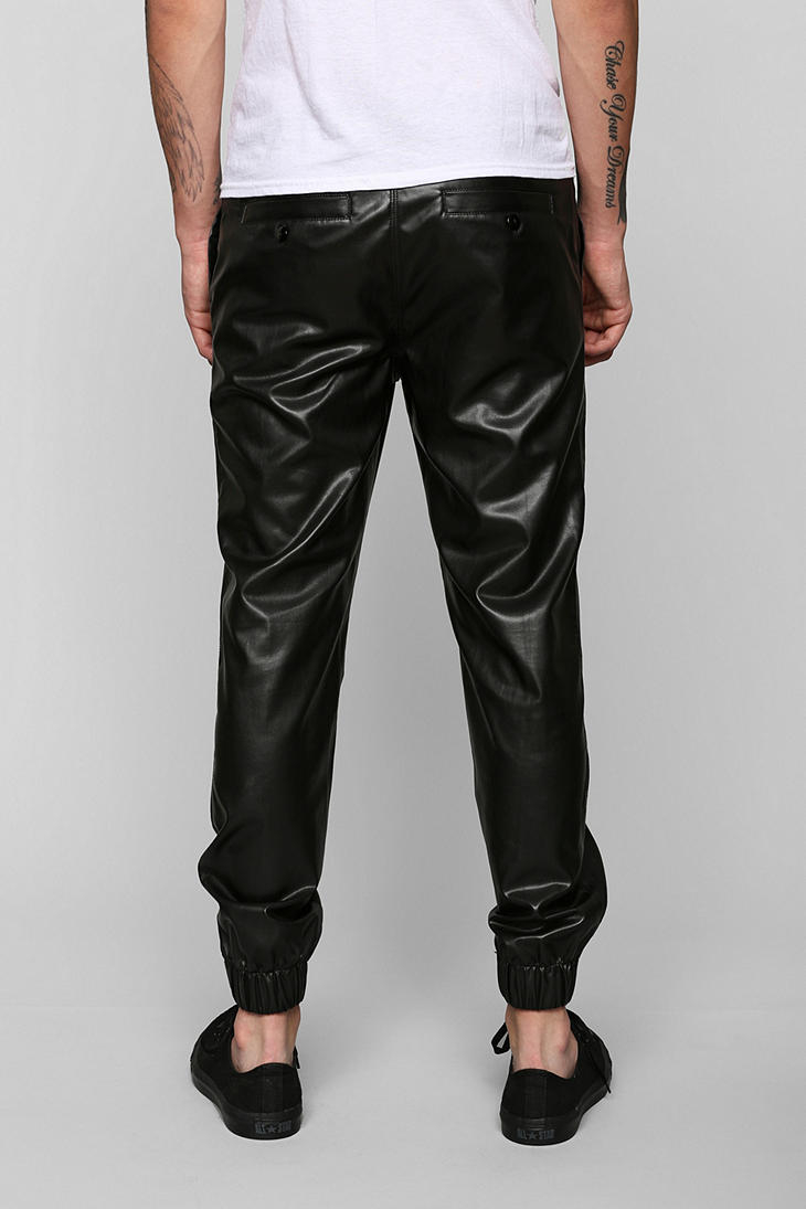 faux leather jogger pants