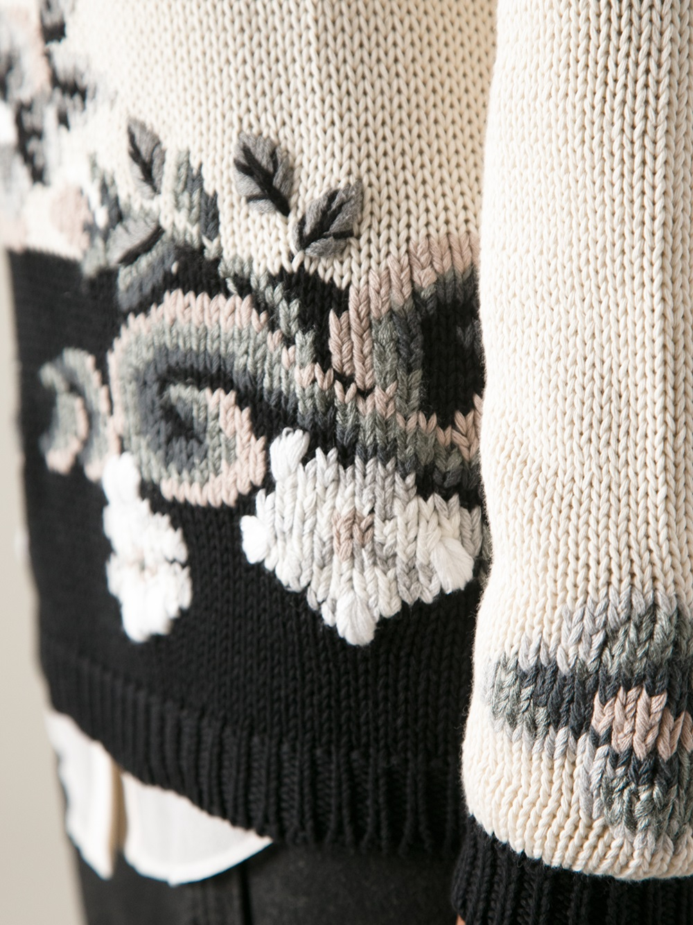 Lyst Twin Set Floral Intarsia Knit Sweater in Natural