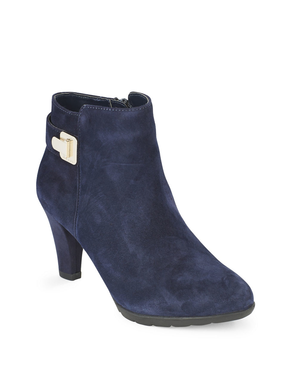 blue suede booties for women