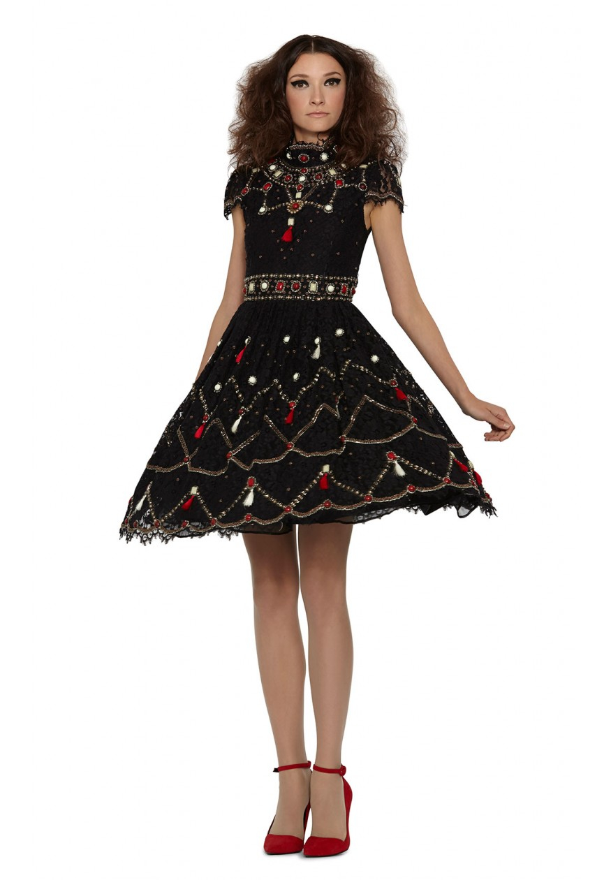 Alice + olivia Voloshin Embellished Lace Dress in Black (antique ... -   Alice and Olivia lace dress