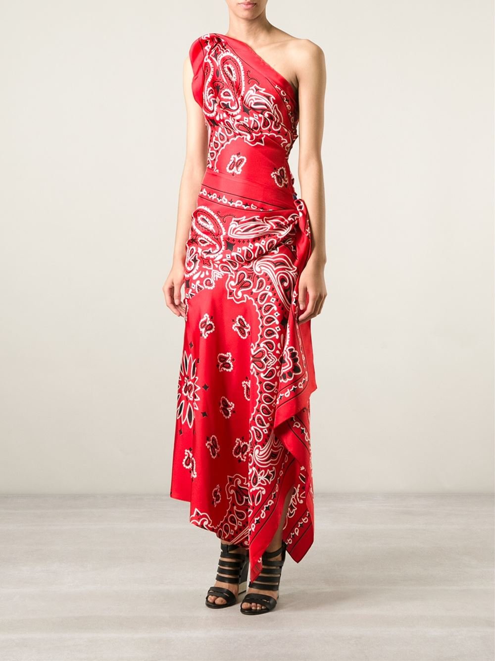 Lyst Moschino Bandana Print Evening Dress in Red