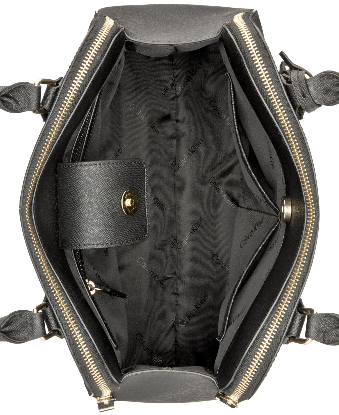 Lyst Calvin Klein Saffiano Leather Satchel In Black Gallery