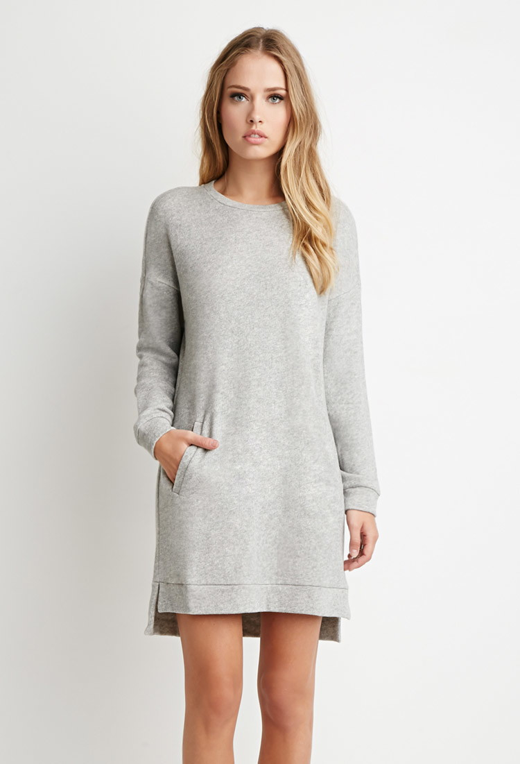 Lyst - Forever 21 Drop-sleeve French Terry Dress in Gray