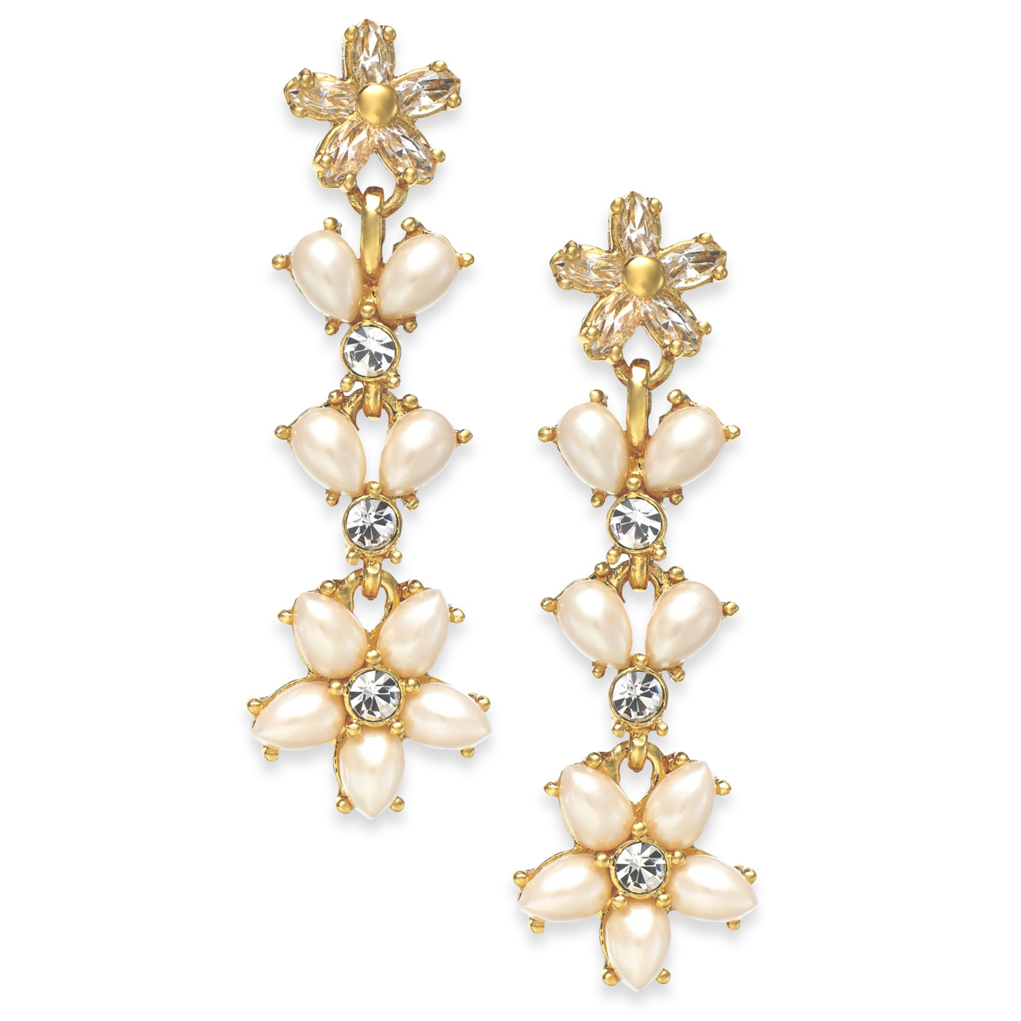 Kate Spade New York Goldtone Imitation Pearl and Crystal Cluster Linear ...