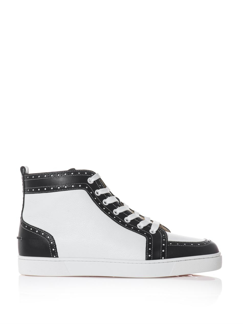 Christian louboutin Fleuri Leather Hightop Trainers in Black for ...  