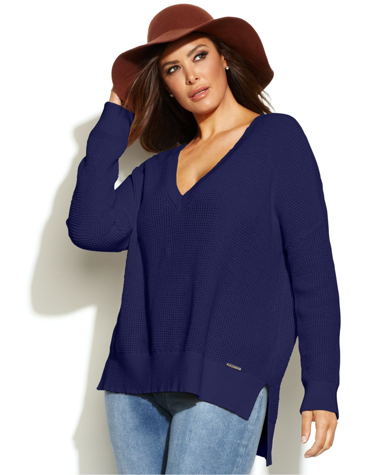 plus size waffle knit sweater