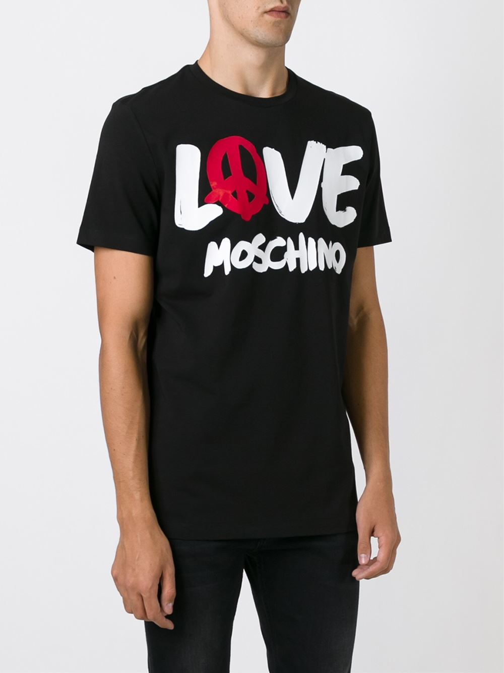 Love moschino Logo Print T-Shirt in Red for Men (BLACK) | Lyst