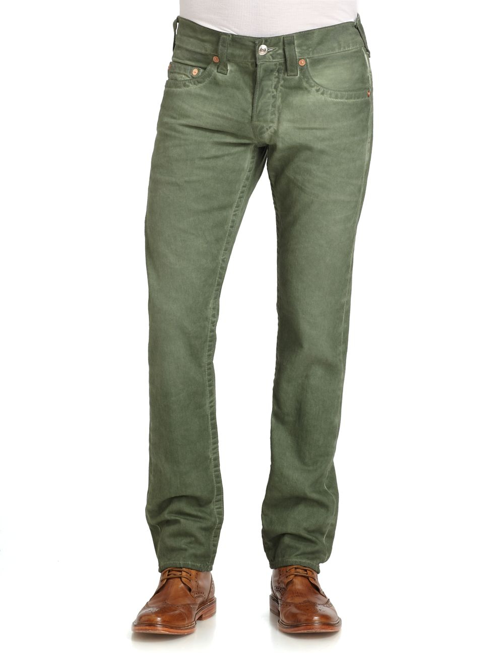 Lyst - True Religion Coldpressed Cotton Denim Jeans in Green for Men