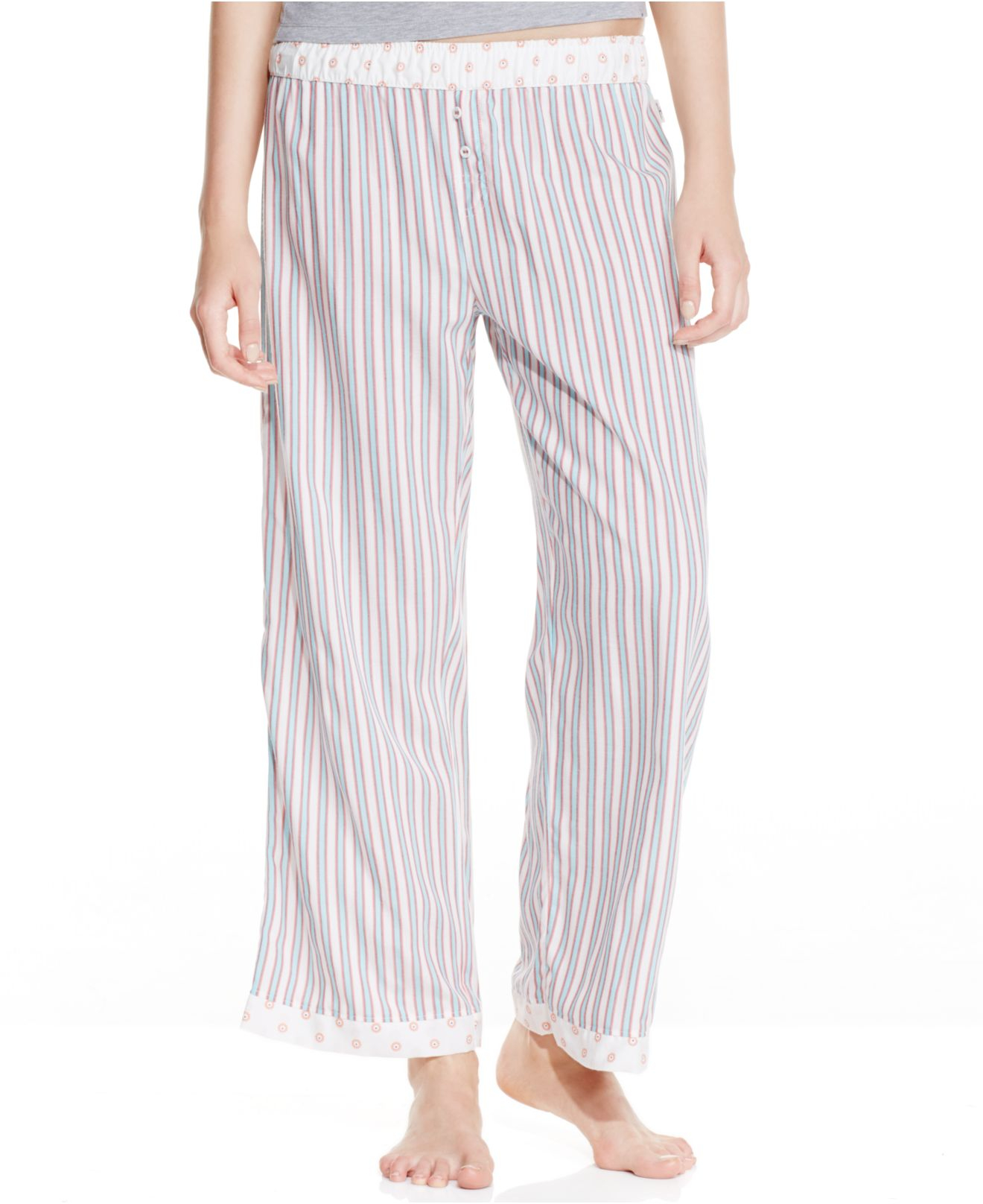 Tommy hilfiger Boarder Print Pajama Pants in Gray | Lyst