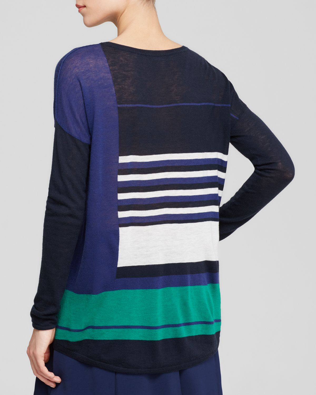 Vince Color Block Stripe Sweater in Green (Coastal/Emerald) | Lyst