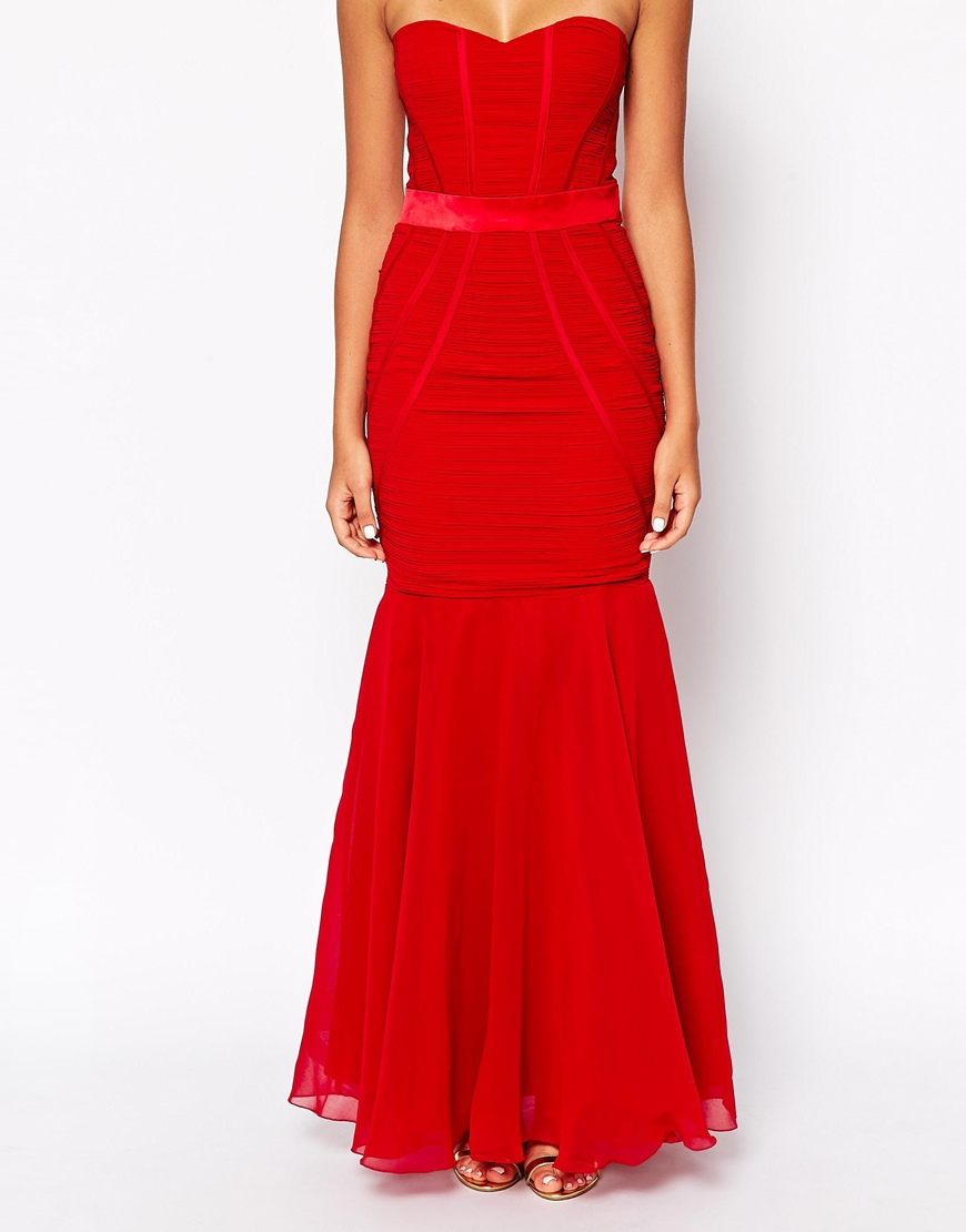Lipsy Vip Maxi Fishtail Dress in Red | Lyst