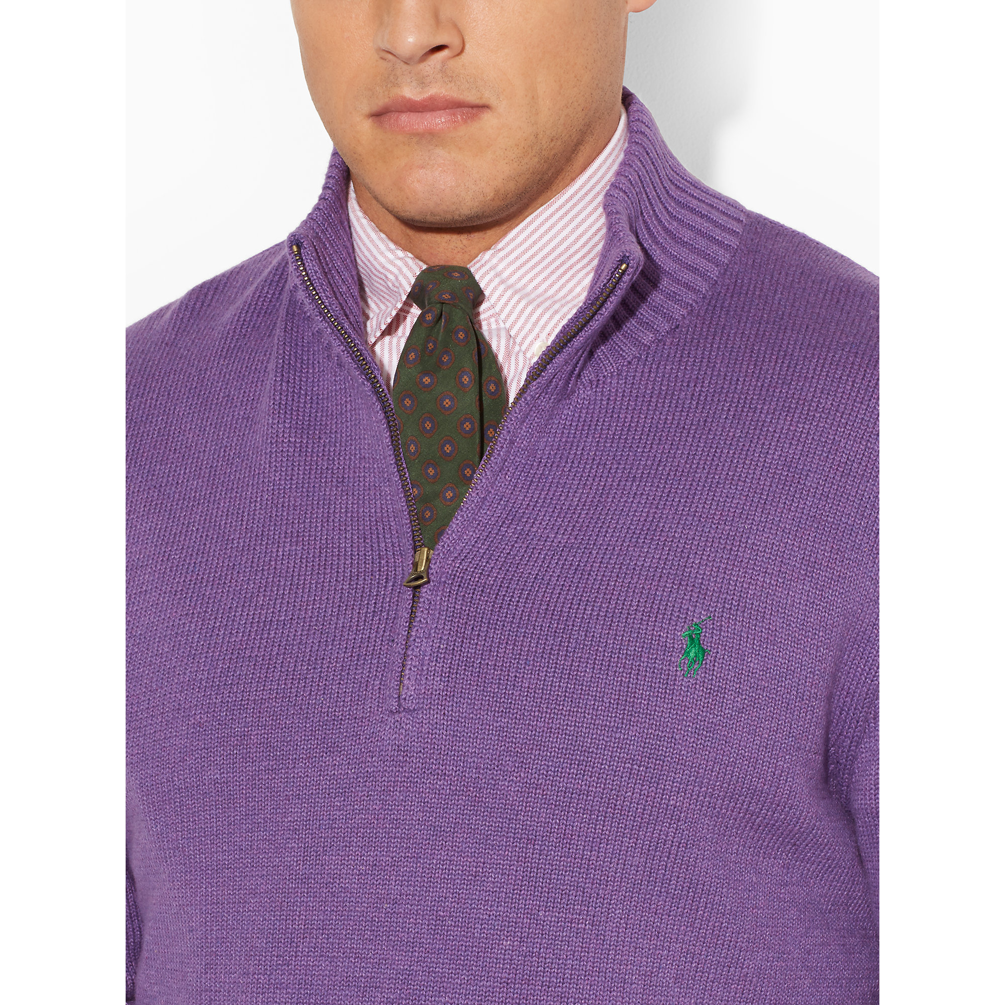 Lyst - Polo Ralph Lauren Cotton Half-Zip Sweater in Purple for Men