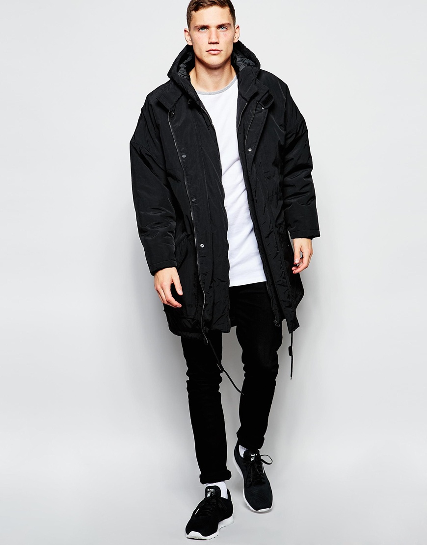 Lyst Asos Oversized  Parka Jacket  In Black in Black for Men