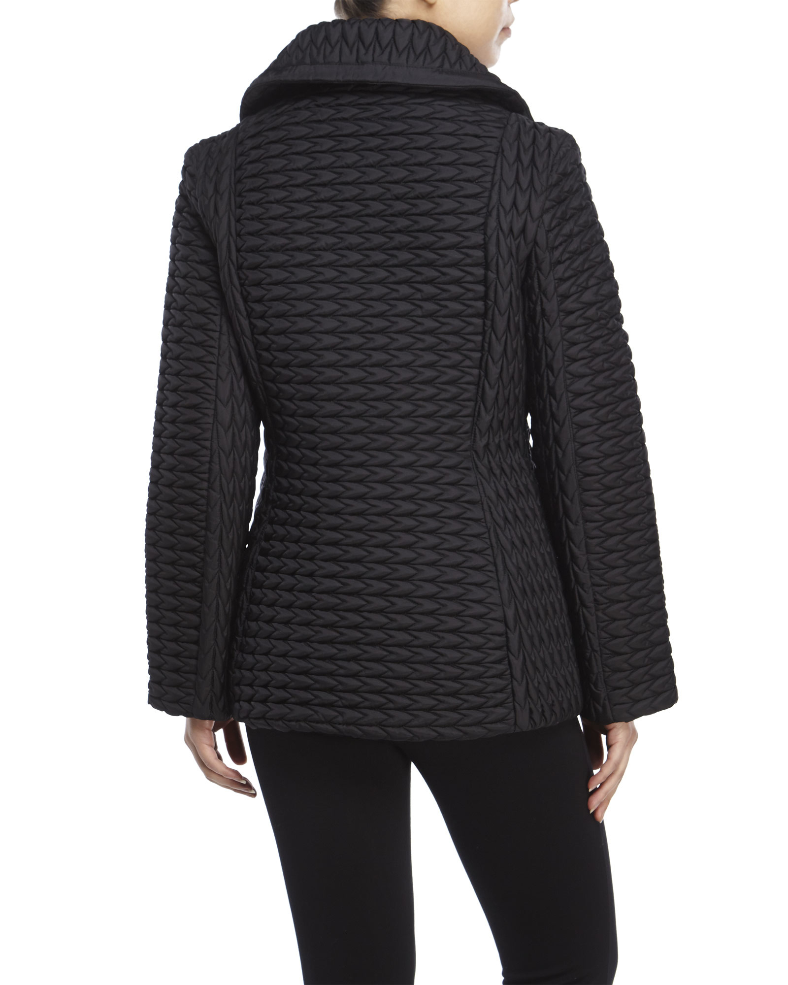 Anne klein Popcorn Quilted Jacket in Black | Lyst