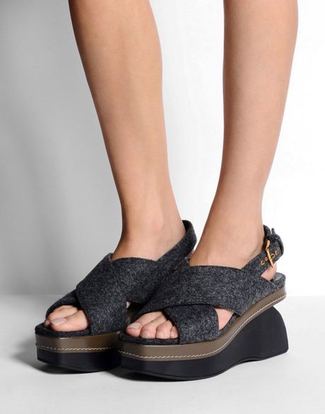 Marni Felt Platform Sandals in Gray (Grey) | Lyst