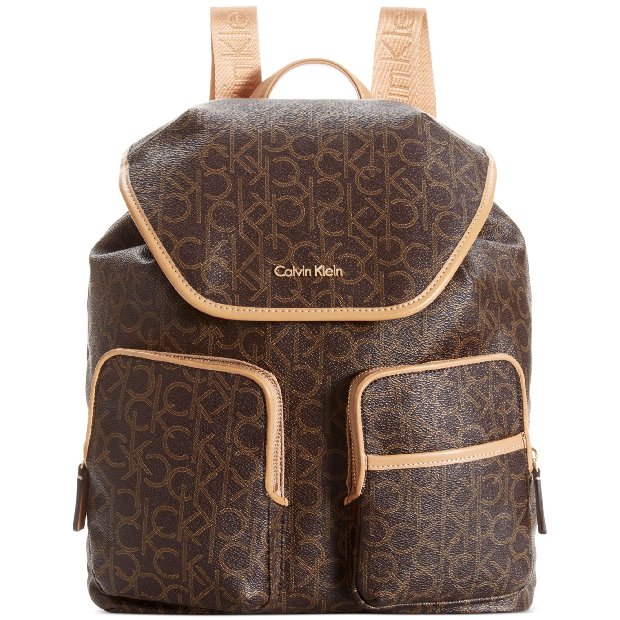 Calvin klein Hudson Monogram Backpack in Brown (Brown/Khaki/Camel) | Lyst