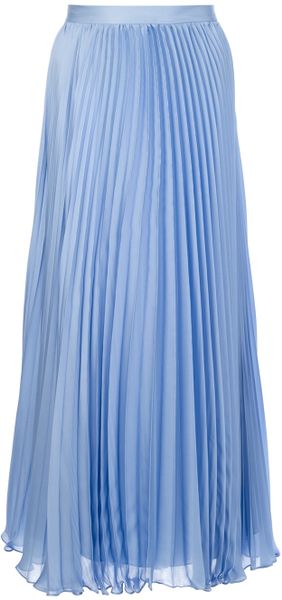 Ralph Lauren Blue Label Pleated Maxi Skirt in Blue | Lyst