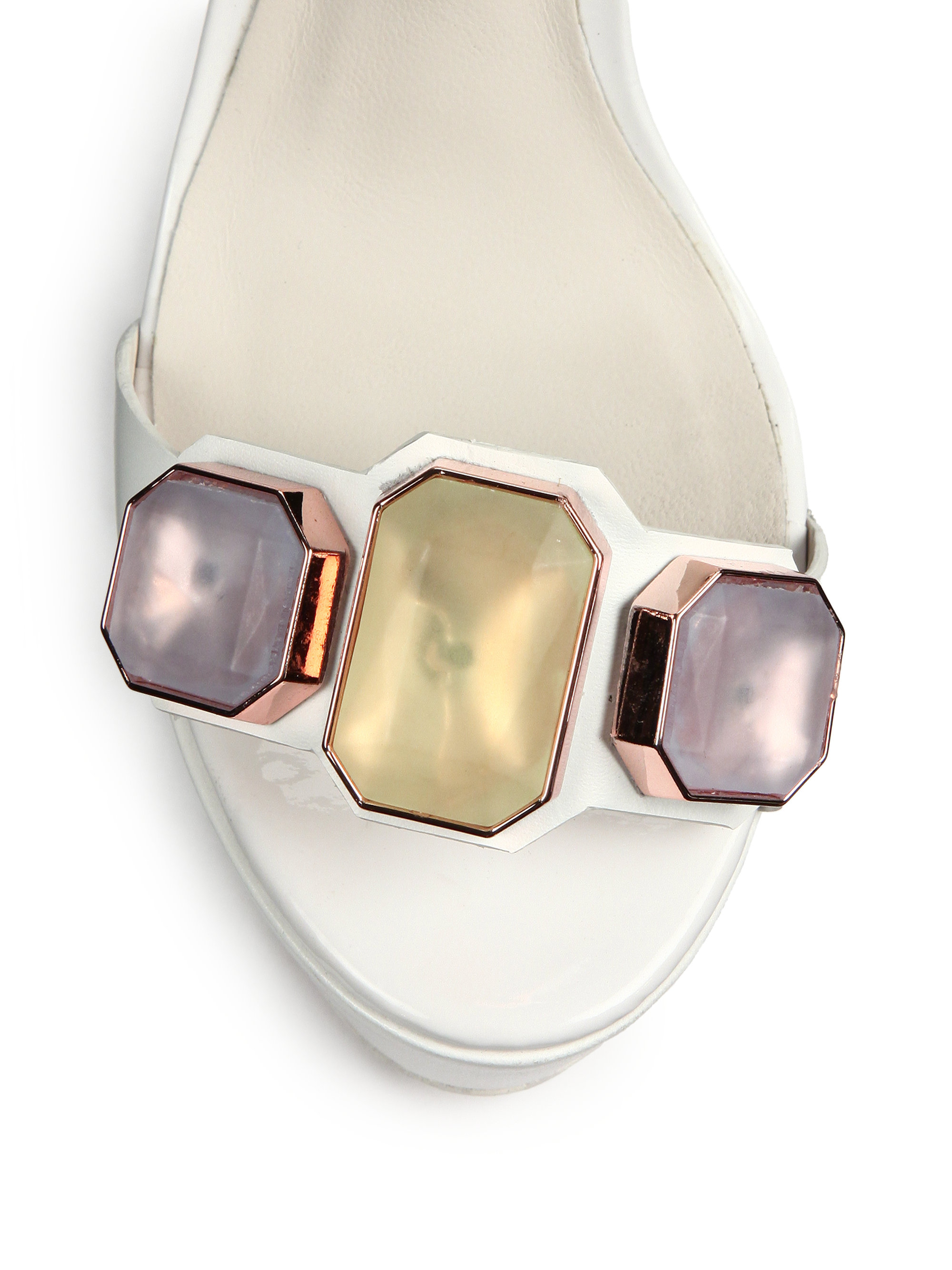 Lyst - Sophia webster Jemima Jeweled Leather Platform Sandals in White