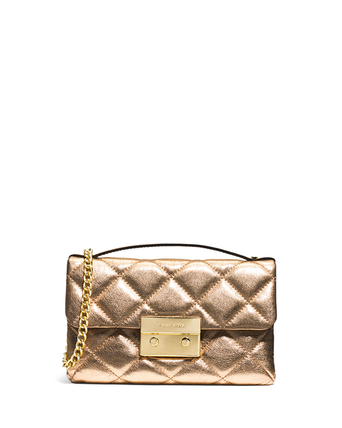 Michael michael kors Sloan Small Quilted Messenger Bag in Gold (PALE