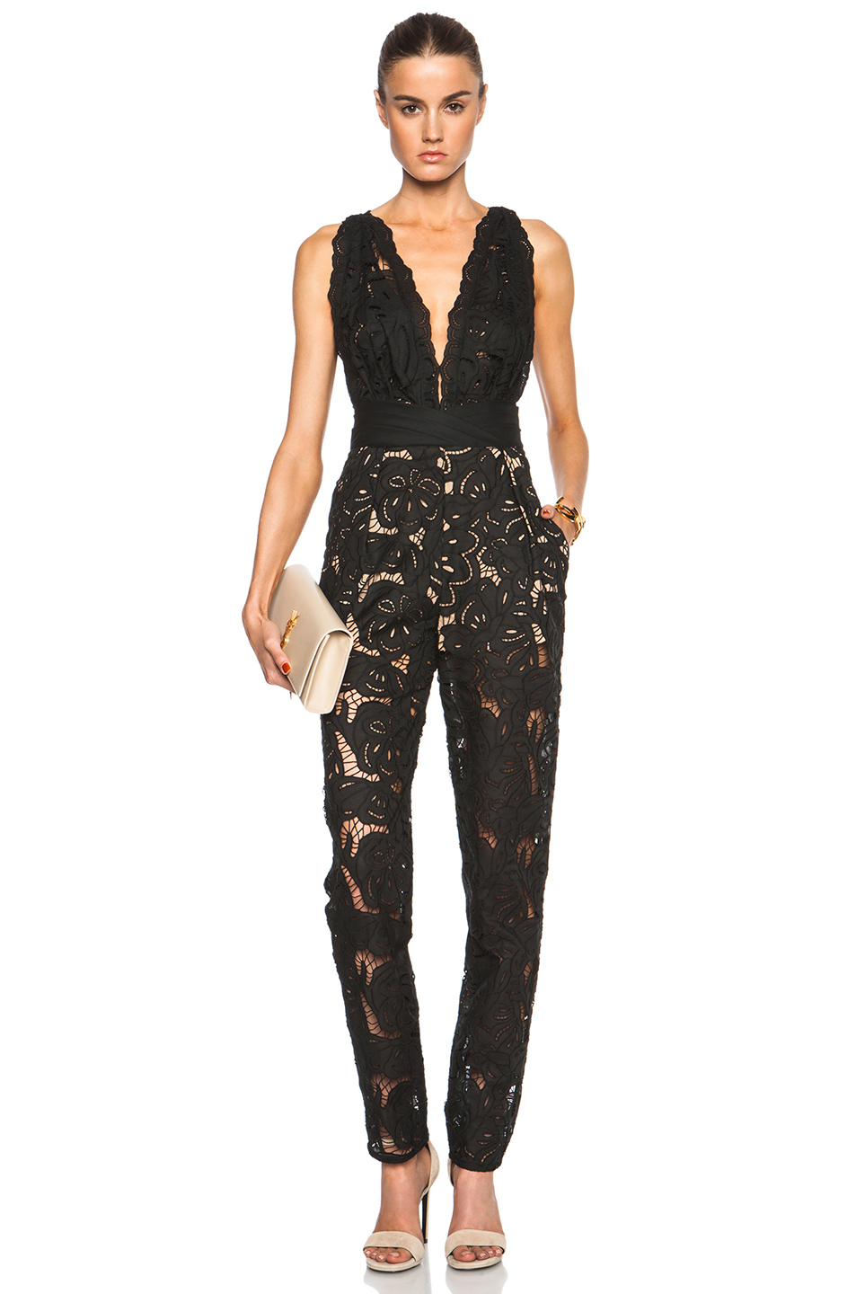 Lyst - Zuhair Murad English Embroidery Jumpsuit in Black