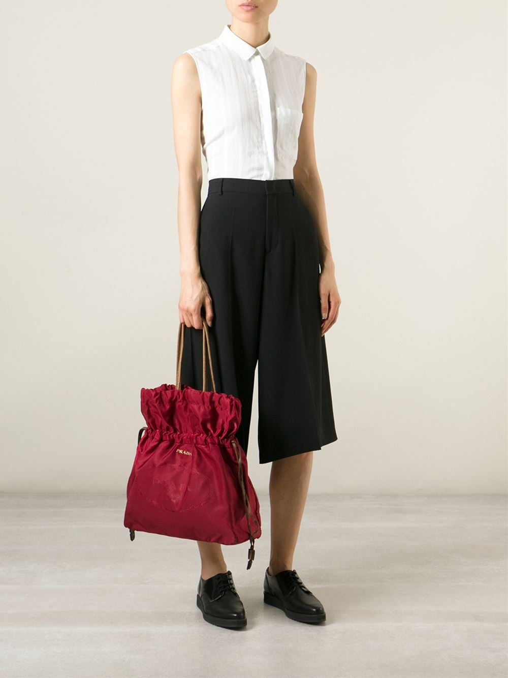 pink leather prada - Prada Drawstring Bag in Red | Lyst