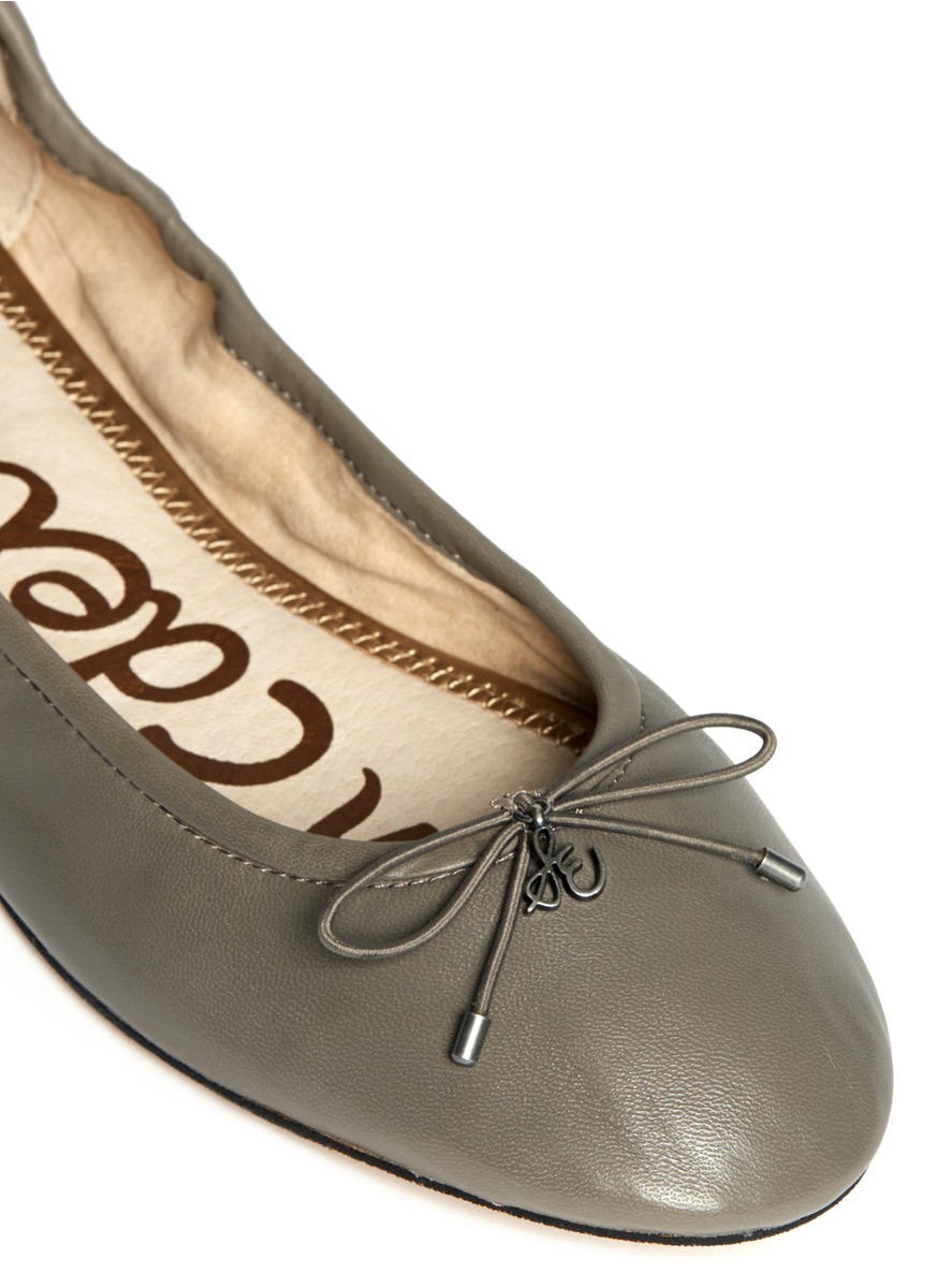 Sam Edelman 'felicia' Leather Ballerina Flats in Grey (Gray) - Lyst