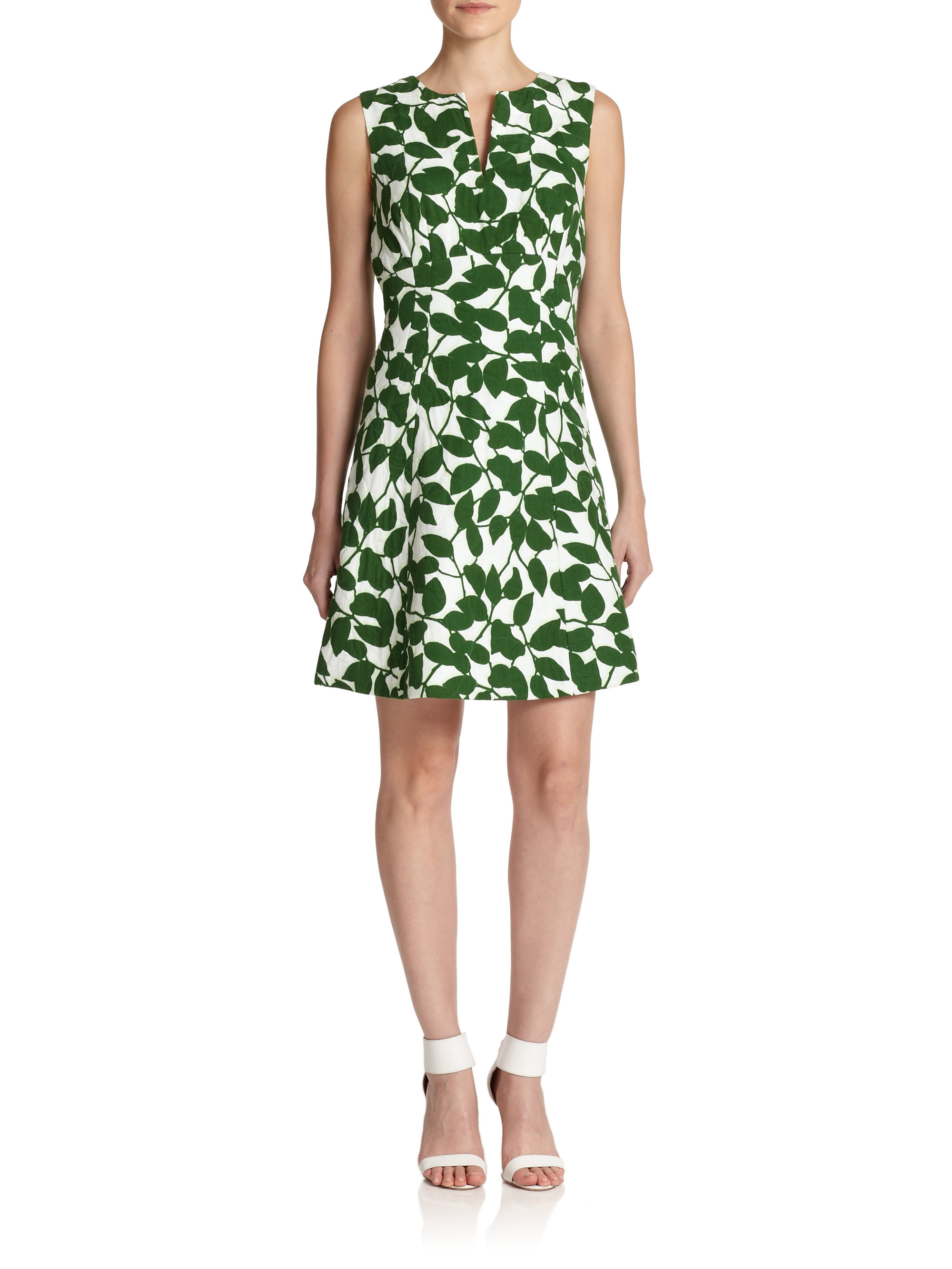 Lyst Kate Spade New York Garden LeavesPrint Dress in Green