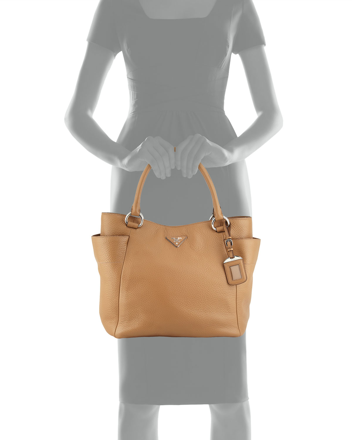 Prada Daino Side-Pocket Tote Bag in Brown (tan) | Lyst  