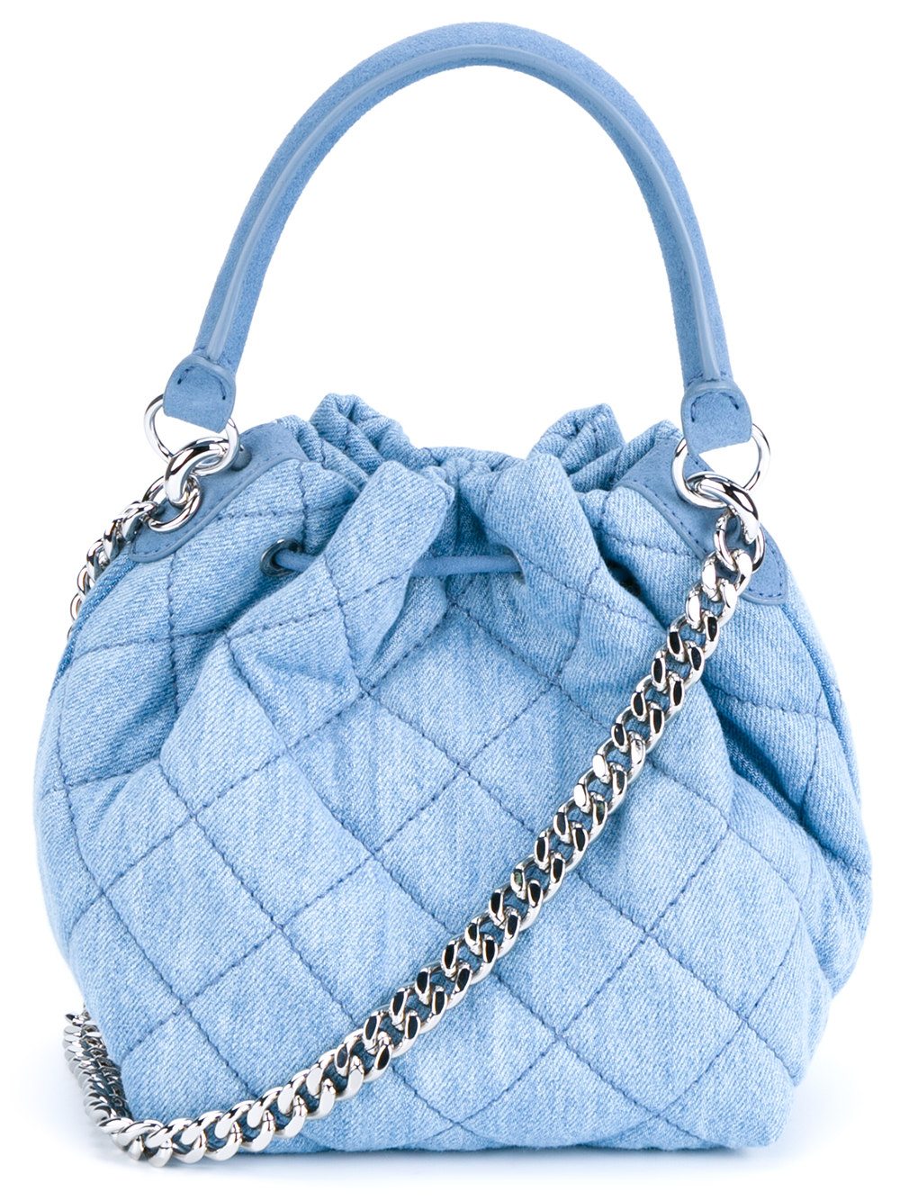 Lyst - Stella Mccartney Beckett Quilted Denim Bucket Bag in Blue