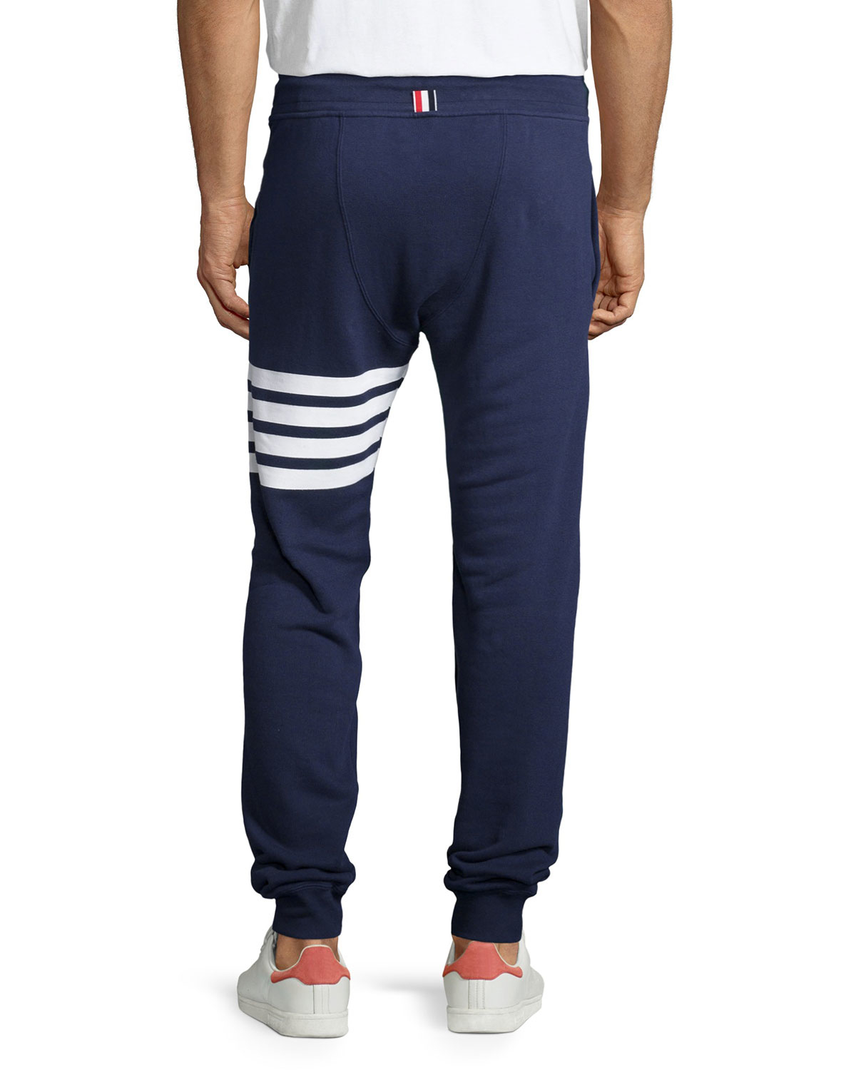 lyst thom browne terry striped detail drawstring lyst thom browne terry striped detail drawstring