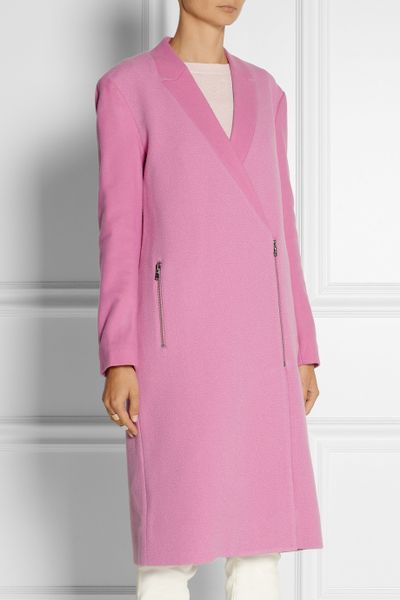 Tibi Paneled Bouclé And Wool-Felt Coat in Pink | Lyst