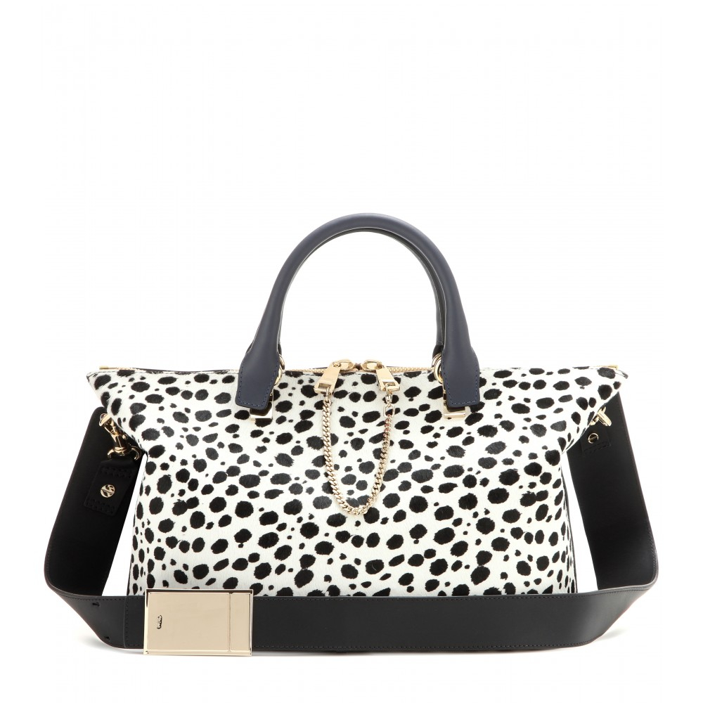 Lyst - Chloé Baylee Medium Calf-Hair And Leather Tote in Black
