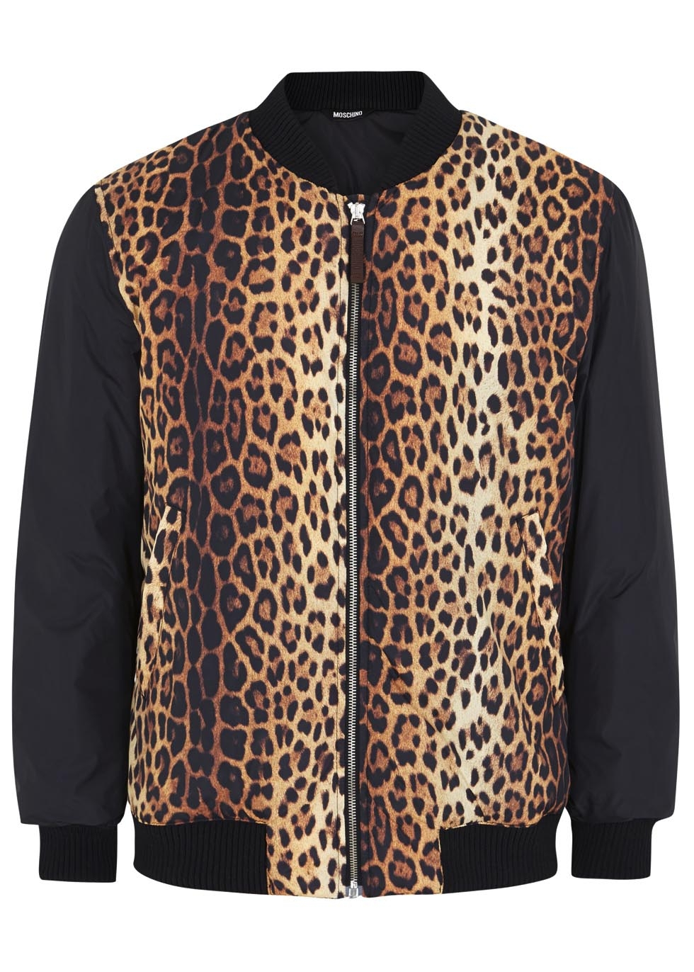 Moschino Black Leopard Print Shell Bomber Jacket in Animal for Men ...