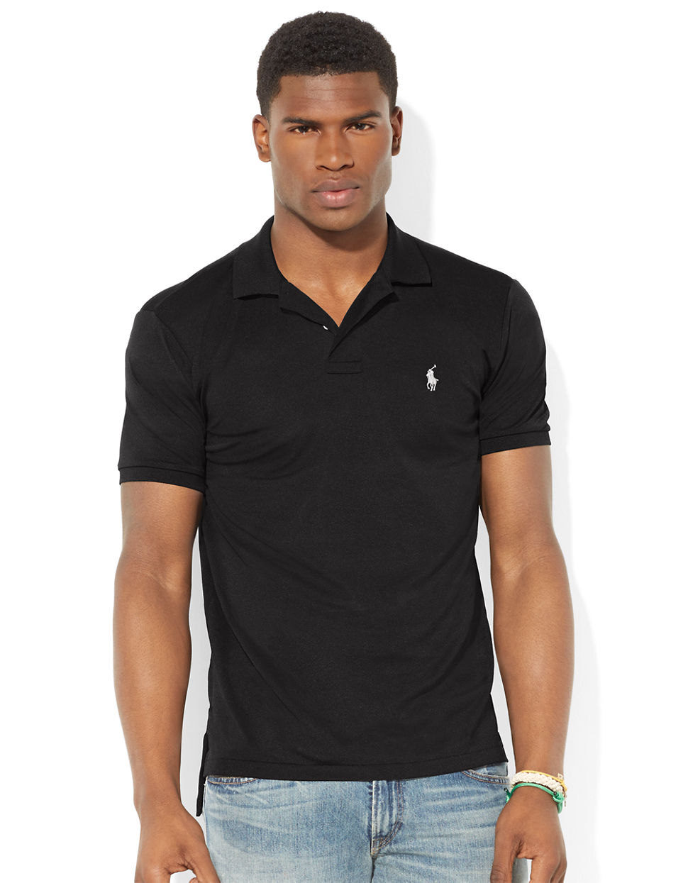 Polo Ralph Lauren Performance Mesh Polo Shirt in Black for Men (Polo ...