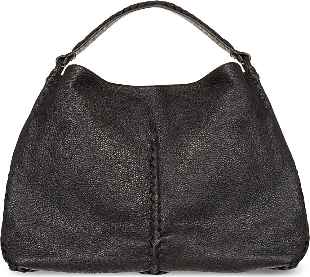 Bottega veneta Cervo Lavato Leather Hobo Bag - For Women in Black | Lyst