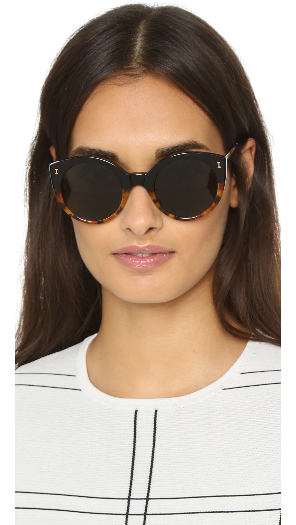 Lyst Illesteva Palm Beach Sunglasses Half And Half Tortoiseblack In 