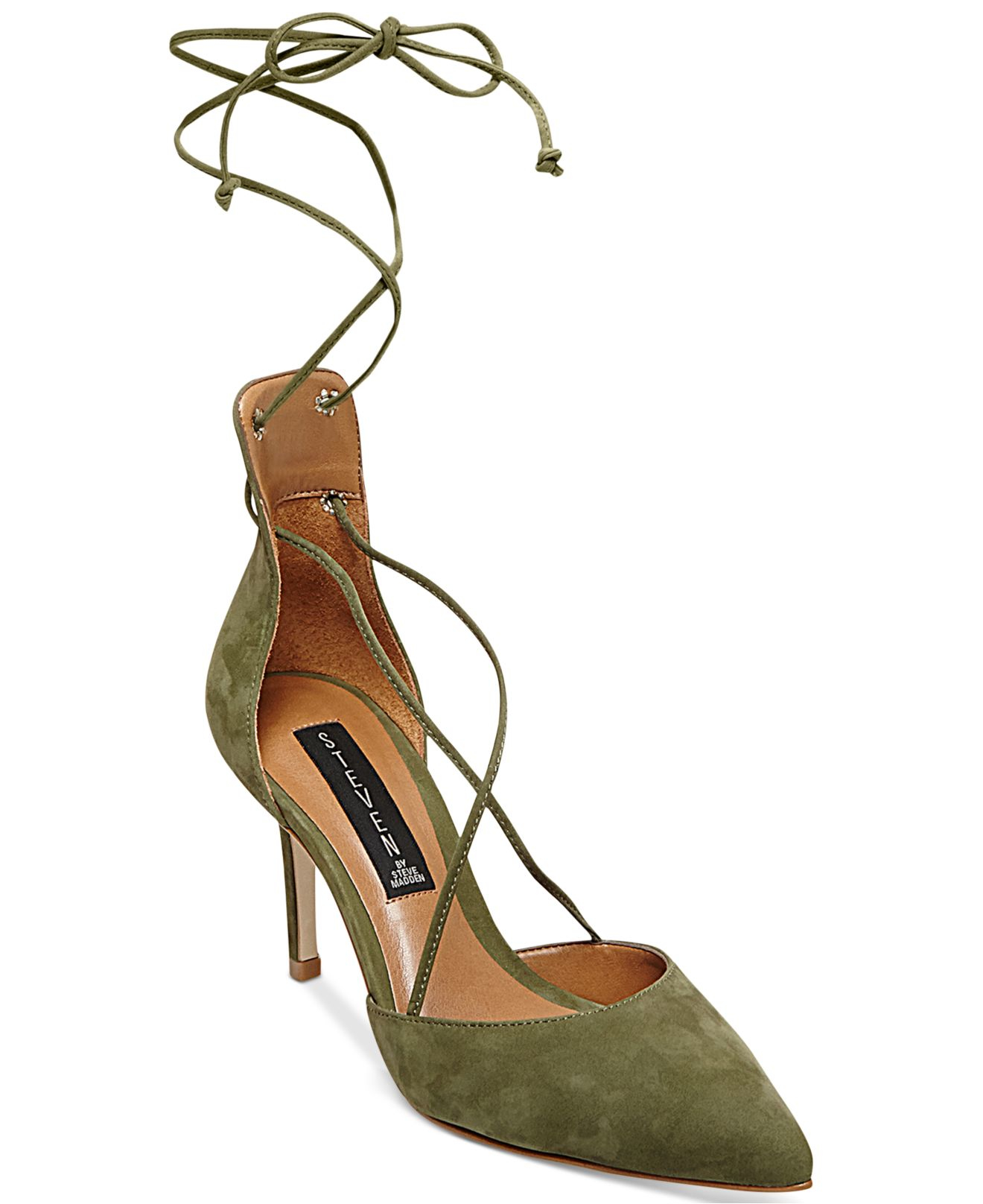 Steven by steve madden Spiceyy Lace-up-leg Pumps in Green | Lyst