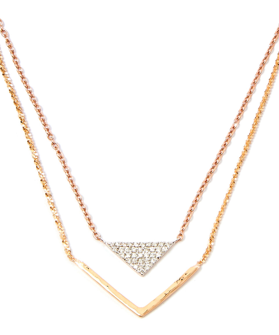 Lyst Kismet By Milka Gold Triangle V Diamond Necklace in Metallic