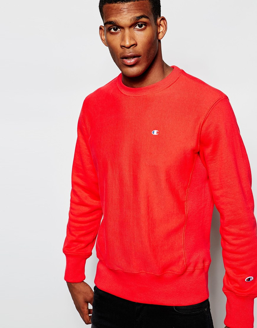 Champion Sweatshirt With Small Logo in Red for Men | Lyst